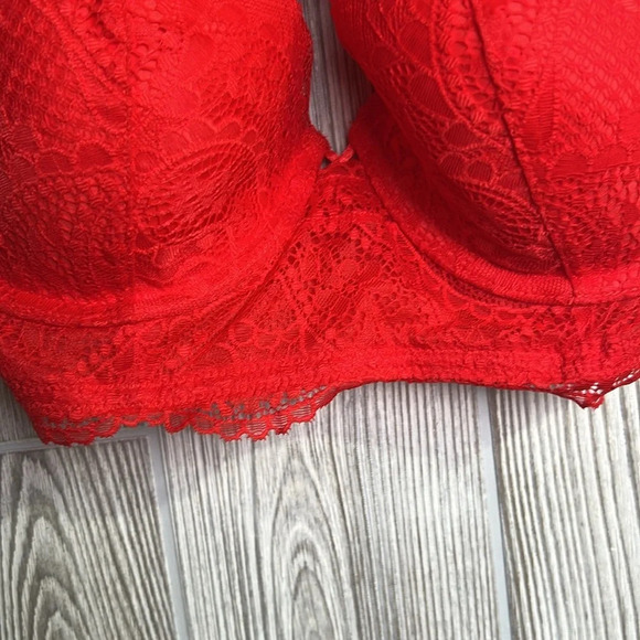 Aerie Real Power Balconette Lightly Lined Bra Red Lace Size 34D - Picture 4 of 7